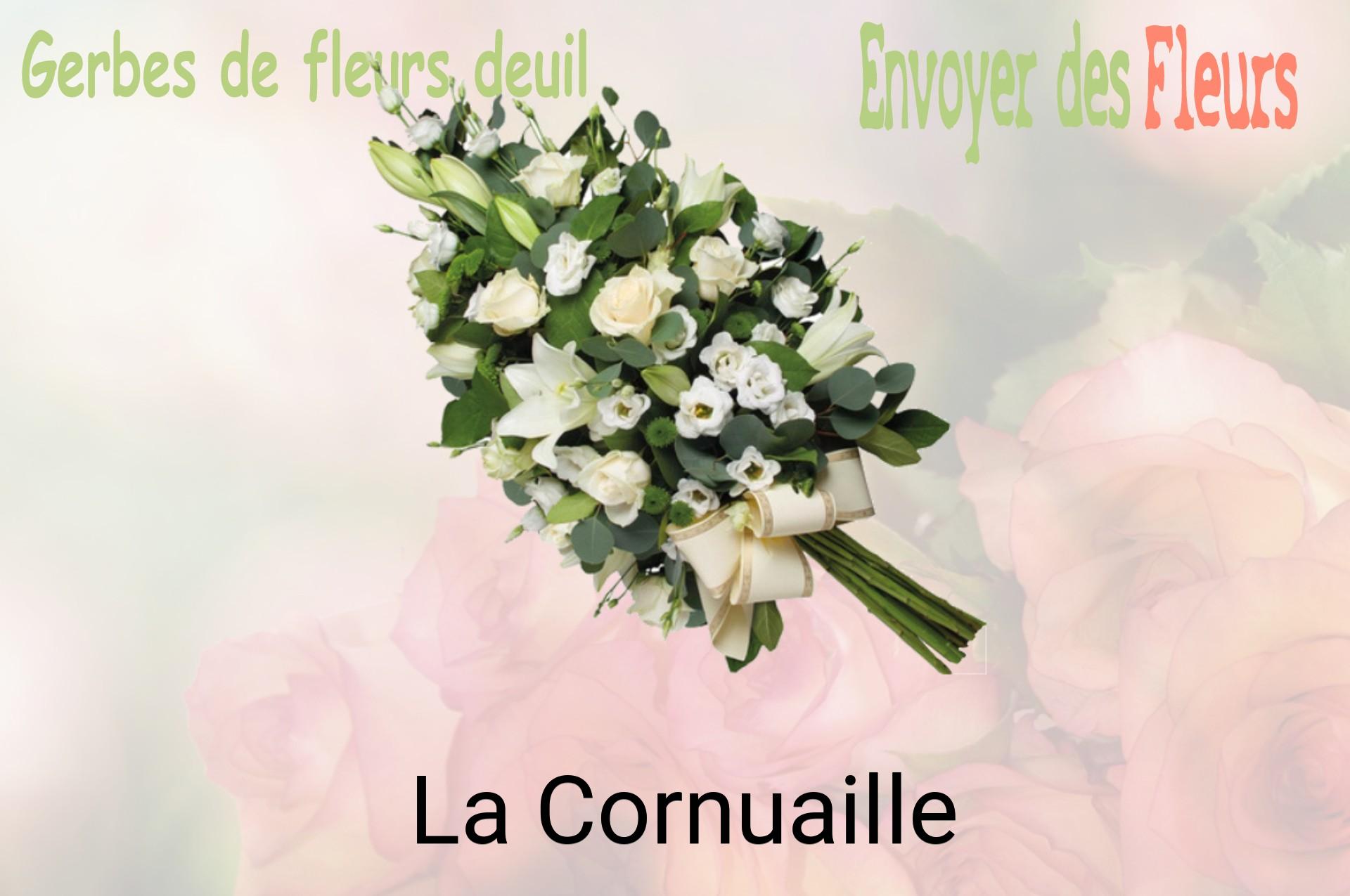Gerbe de fleurs de deuil livrée à La Cornuaille